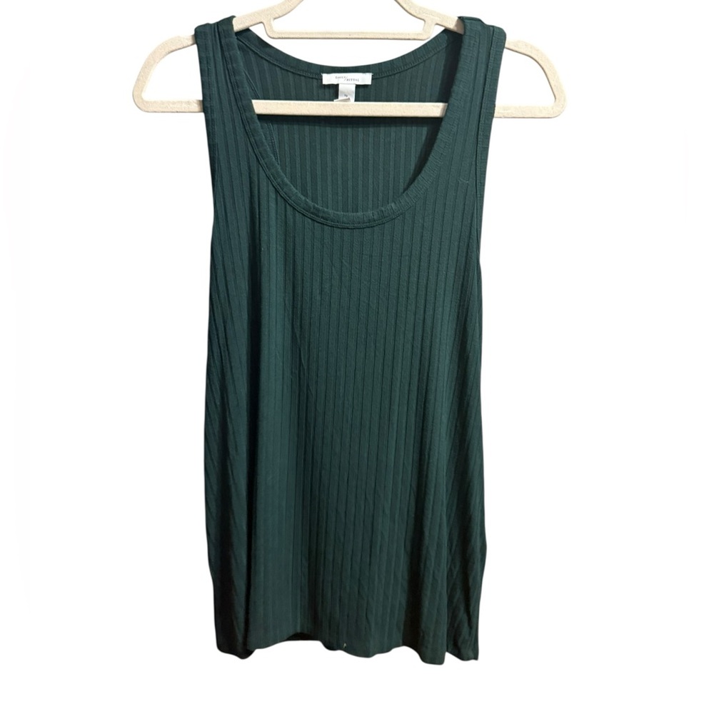 Daily/Ritual Anthropologie Forest Green Ribbed Soft Stretchy Knit Tank Top Sz L